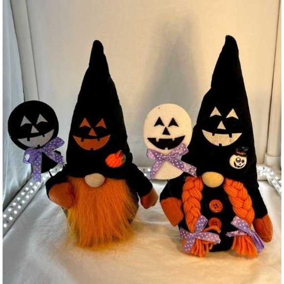2pcs Halloween Plush Window Sitters Greeters Gnomes - Picture 1 of 6